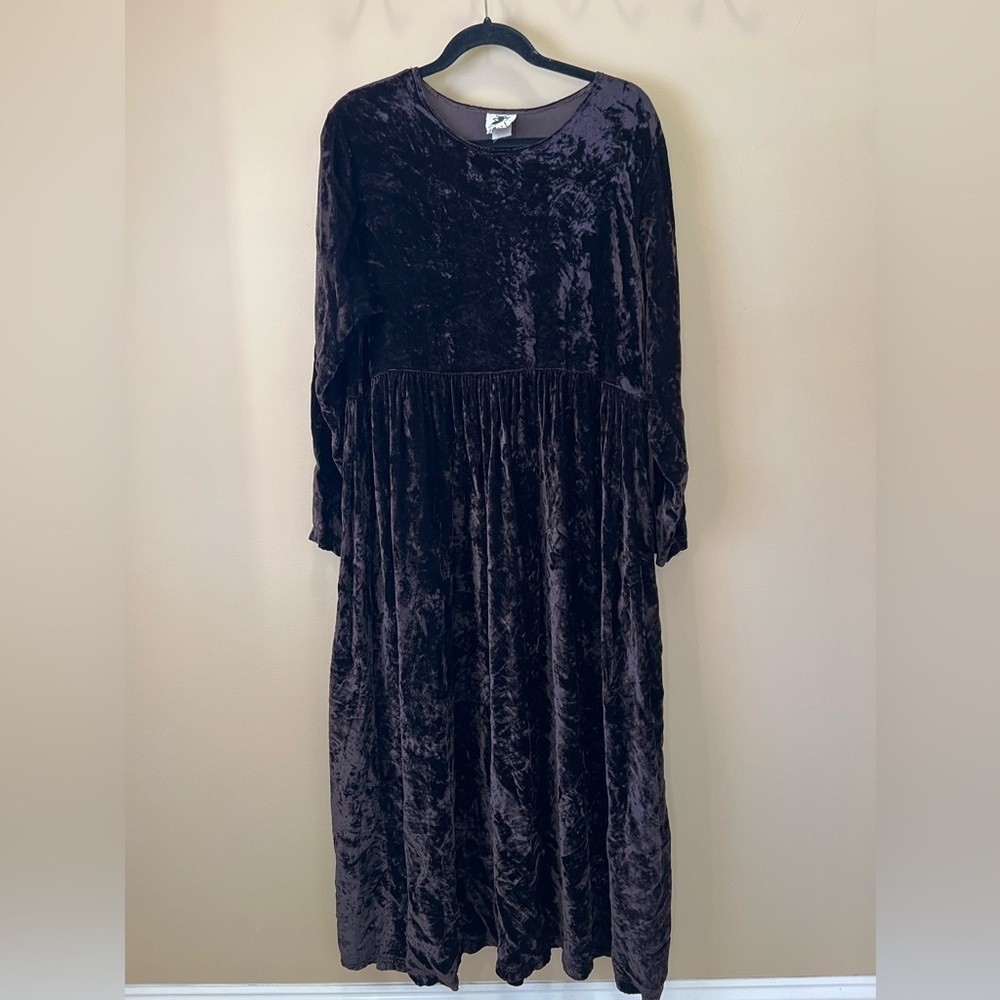 Hendris Velvet Shirt Dress Size M Purple Relaxed Modest Classic Made In USA